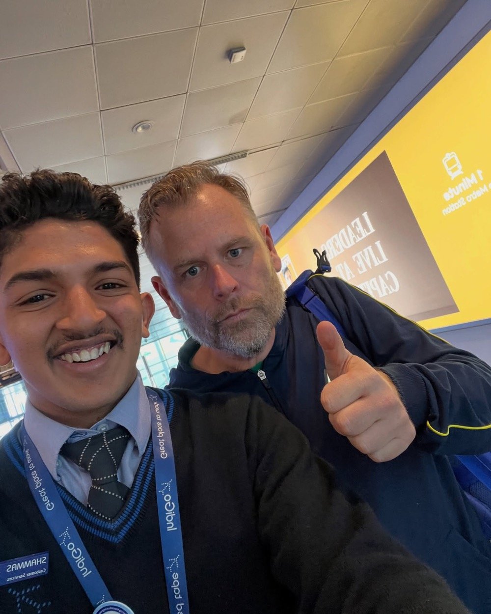 Selfie with a footballer at the airport
