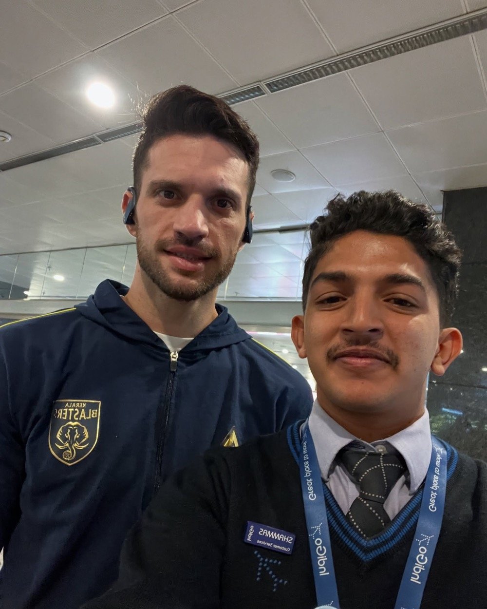 Selfie with a Kerala Blasters player at the airport