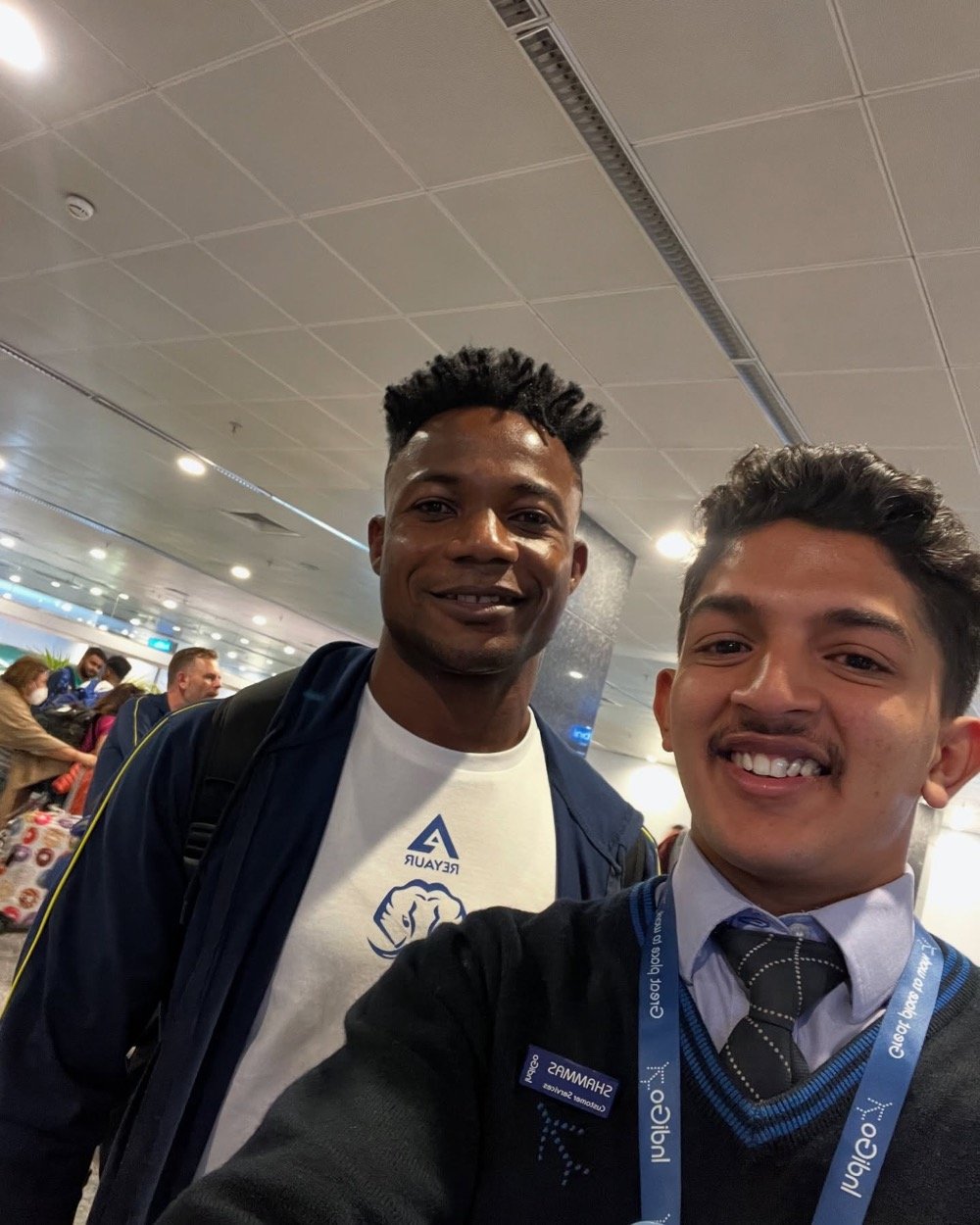 Selfie with a Kerala Blasters player at the airport