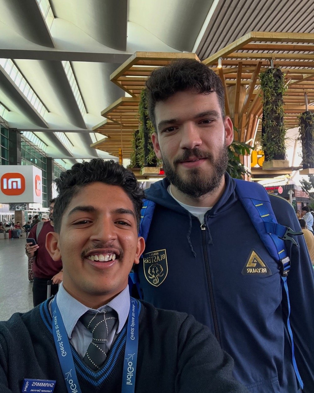 Shammas in IndiGo uniform at the airport