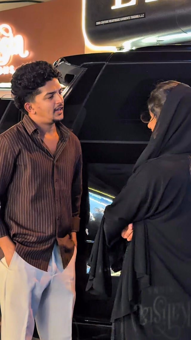Comedy skit outside a showroom